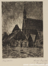 WV-Nr. 226, Sengwarden, Kirche, 1900-1919, Radierung, 11,4 cm x 15,5 cm, Privatbesitz