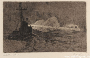 WV-Nr. 236, Unbekannter Ort, Leuchten - Schuß, 1910-1919, Radierung, 20 cm x 12 cm, Privatbesitz