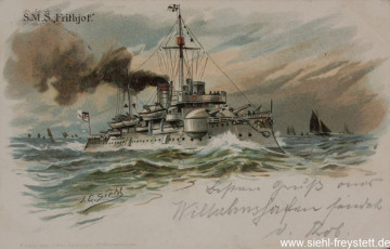 WV-Nr. 238, Unbekannter Ort, S.M.S. Frithjof, um 1900, Lithographie