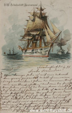 WV-Nr. 265, Unbekannter Ort, S.M. Schulschiff Gneisenau, um 1900, Lithographie, Besitz unbekannt