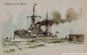 WV-Nr. 266, Unbekannter Ort, S.M. Panzerschiff Wörth, um 1900, Lithographie, Besitz unbekannt