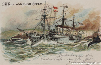 WV-Nr. 267, Unbekannter Ort, S.M. Torpedoschulschiff Blücher, um 1900, Lithographie, Besitz unbekannt