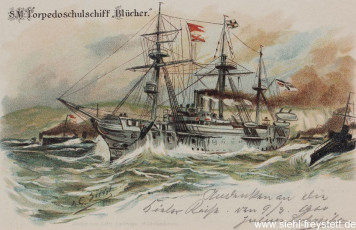 WV-Nr. 267, Unbekannter Ort, S.M. Torpedoschulschiff Blücher, um 1900, Lithographie, Besitz unbekannt