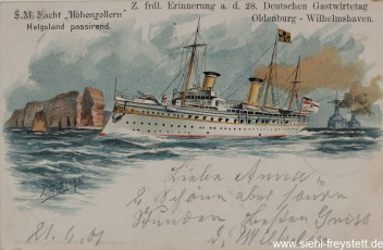 WV-Nr. 270, Helgoland, S.M. Yacht Hohenzollern, um 1900, Lithographie, Besitz unbekannt