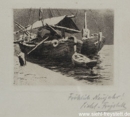 WV-Nr. 276, Wilhelmshaven, Obstboot, 1900-1919, Radierung, 7 cm x 9 cm, Privatbesitz