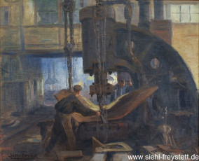 WV-Nr. 307, Wilhelmshaven, Dampfpresse, 1910-1919, Öl auf Leinwand, 45,8 cm x 37,2 cm, Besitz Sparkasse Wilhelmshaven