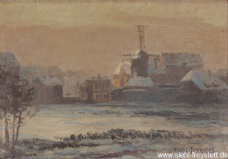 WV-Nr. 318, Wilhelmshaven, Wintermorgen, um 1910, Öl auf Pappe, 43,5 cm x 30,5 cm, Gemäldesammlung Stadt Wilhelmshaven