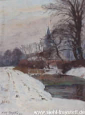 WV-Nr. 321, Wilhelmshaven, Neuender Kirche, 1917, Öl auf Pappe, 32,5 cm x 44 cm, Gemäldesammlung Stadt Wilhelmshaven