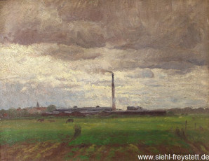 WV-Nr. 323, Wilhelmshaven, Ziegelei Rüstringen, 1916, Öl auf Karton, 54 cm x 42 cm, Gemäldesammlung Stadt Wilhelmshaven
