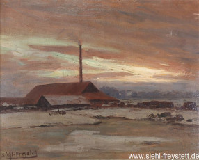 WV-Nr. 324, Wilhelmshaven, Wintermorgen an der Ziegelei Rüstringen, 1910-1919, Öl auf Hartfaser, 49 cm x 39 cm, Gemäldesammlung Stadt Wilhelmshaven