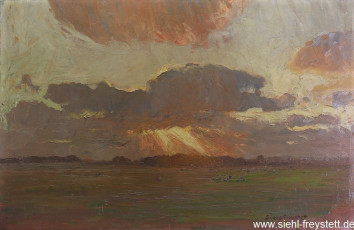 WV-Nr. 334, Unbekannter Ort, Abendwolken, 1900-1919, Öl auf Pappe, 71,5 cm x 46,5 cm, Gemäldesammlung Stadt Wilhelmshaven
