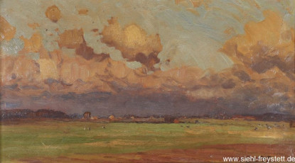 WV-Nr. 339, Unbekannter Ort, Marschenstimmung, 1900-1919, Öl auf Karton, 46 cm x 26 cm, Gemäldesammlung Stadt Wilhelmshaven