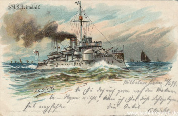 WV-Nr. 352, Unbekannter Ort, S.M.S 'Heimdall', um 1900, Lithographie, Besitz unbekannt