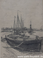WV-Nr. 357, Wilhelmshaven, Handelshafen, 1910, Zeichnung, 29 cm x 38 cm, Privatbesitz