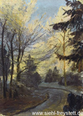 WV-Nr. 362, Unbekanter Ort, Waldweg, 1900-1919, Öl auf Leinwand, 24 cm x 34 cm, Privatbesitz