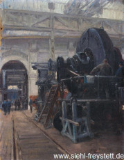 WV-Nr. 366, Wilhelmshaven, Großdreherei, 1910-1919, Öl auf Karton, 40 cm x 53 cm, Privatbesitz