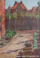 WV-Nr. 375, Wilhelmshaven, Im Garten des Künstlers, 1900-1919, Öl auf Karton, 35 cm x 49 cm, Privatbesitz