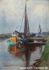 WV-Nr. 380, Wilhelmshaven, Obstboot, 1900-1919, Öl auf Leinwand, 25 cm x 35 cm, Privatbesitz