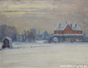 WV-Nr. 381, Wilhelmshaven, Dunstiger Wintermorgen, 1918, Öl auf Karton, 53,5 cm x 41,5 cm, Privatbesitz