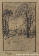 WV-Nr. 387, Zetel, Blick auf die Mühle, 1912, Bleistift auf Papier, 21 cm x 32 cm, Privatbesitz
