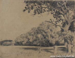 WV-Nr. 388, Mennhausen, Am Rande eines Feldes, 1910, Bleistift auf Papier, 42,5 cm x 34 cm, Privatbesitz