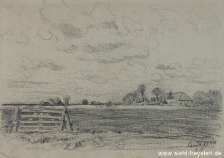 WV-Nr. 394, Sande, Heck am Rande eines Feldes, 1910, Bleistift auf Papier, 38 cm x 28 cm, Privatbesitz
