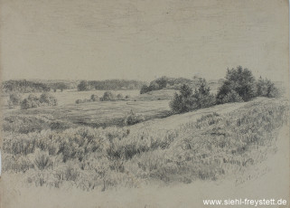 WV-Nr. 395, Unbekannter Ort, Hügelige Landschaft, 1910-1919, Bleistift auf Papier, 39 cm x 29 cm, Privatbesitz