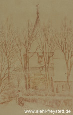 WV-Nr. 401, Wilhelmshaven, Kirche Neuende, 1900-1910, Pastell auf Papier, 19 cm x 29 cm, Privatbesitz