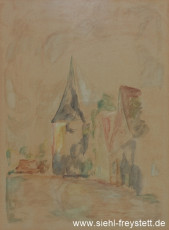 WV-Nr. 403 cm, Wilhelmshaven, Kirche Neuende, 1900-1910, Aquarell, 22 cm x 30 cm, Privatbesitz