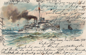 WV-Nr. 409, Unbekannter Ort, S.M.S. Hagen, um 1900, Lithographie, Besitz unbekannt