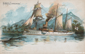 WV-Nr. 410, Unbekannter Ort, S.M.S. Cormoran, um 1900, Lithographie, Besitz unbekannt